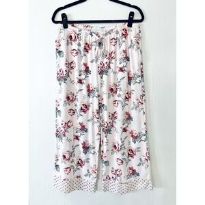 Flora Nikrooz Pink Floral Pants Crop Pant Drawstring Pajama Size Large